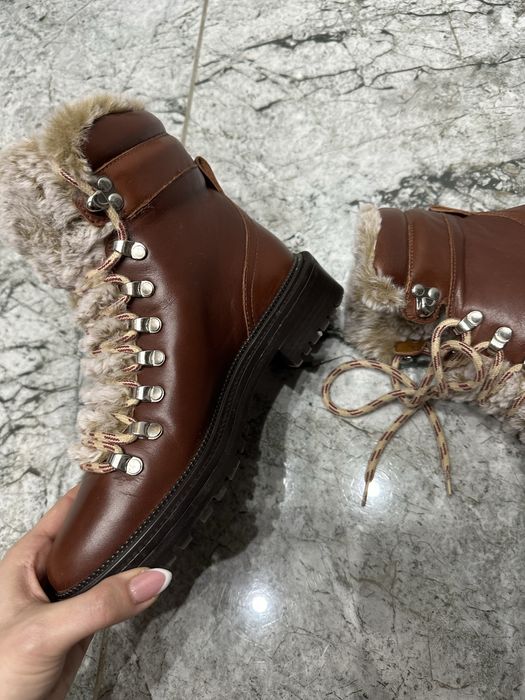 ZARA зимни кубинки боти от естествена кожа