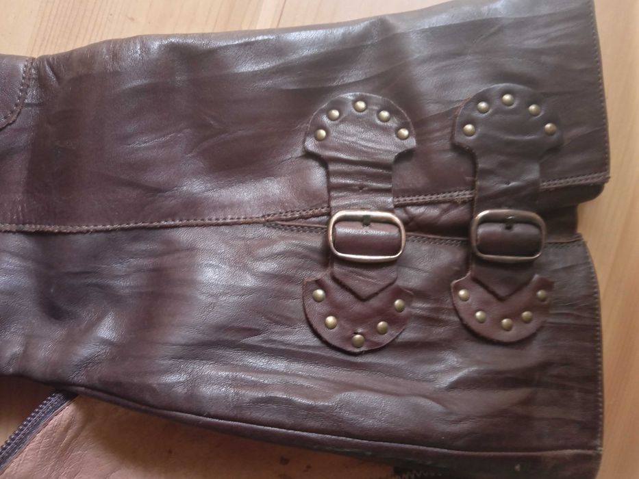 Дамски ботуши естествена кожа номер 39 кафяви