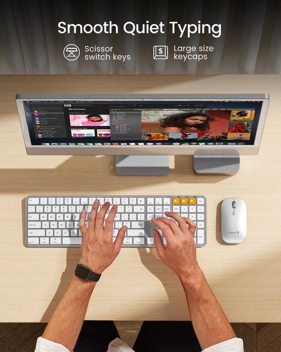 Set tastatură mouse Bluetooth iluminare din spate ProtoArc pentru Mac,KM100-A,multi-dispozitiv,reîncărcabil,fără USB,pentru MacBook Pro/Air iPad