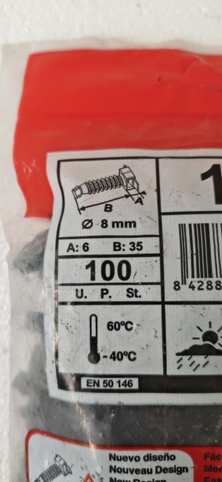 Set 100 bucăți + 30 CADOU dibluri / suporturi coliere Unex 1251 (8 mm)