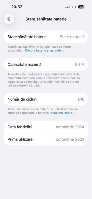 Iphone 16 128GB sanatate 90%