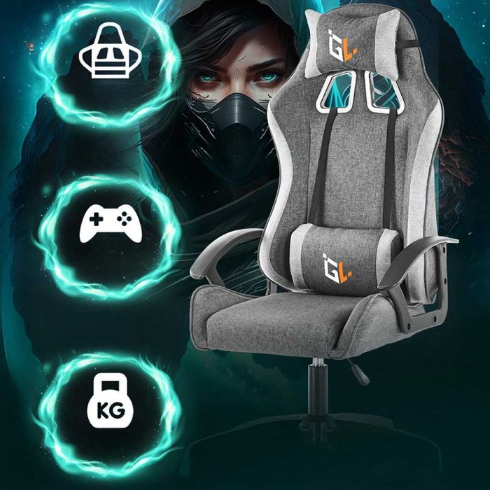 Геймърски офис стол с лумбална и шийна опора  комфорт за игра и работа