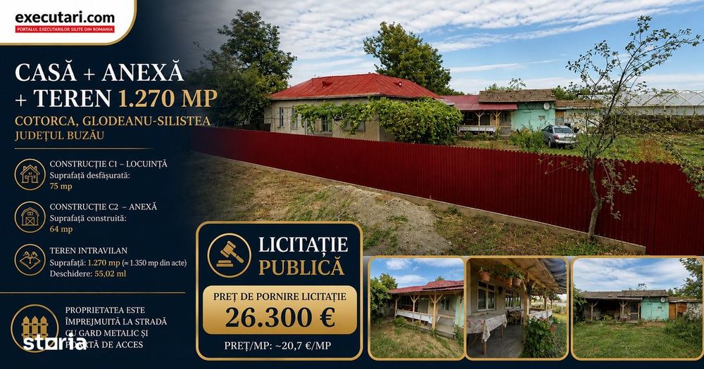 Casa + Anexa + Teren 1.270 mp - Cotorca, Glodeanu-Silistea