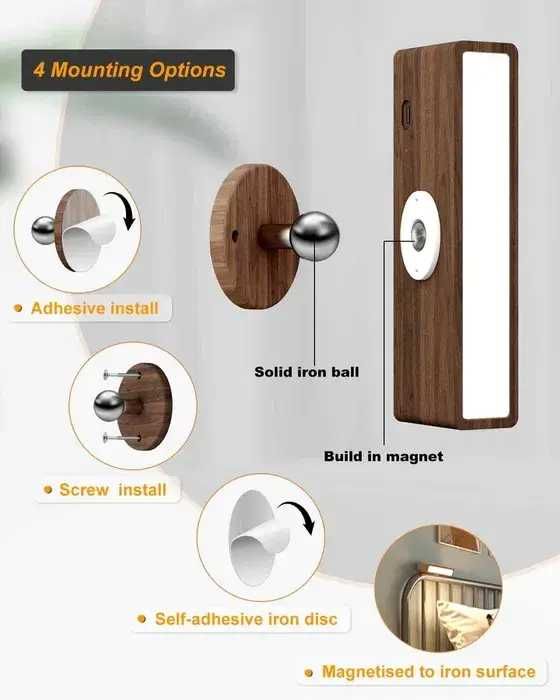 Set 2 buc Aplice de perete cu baterii DetarZinLED, reîncărcabile