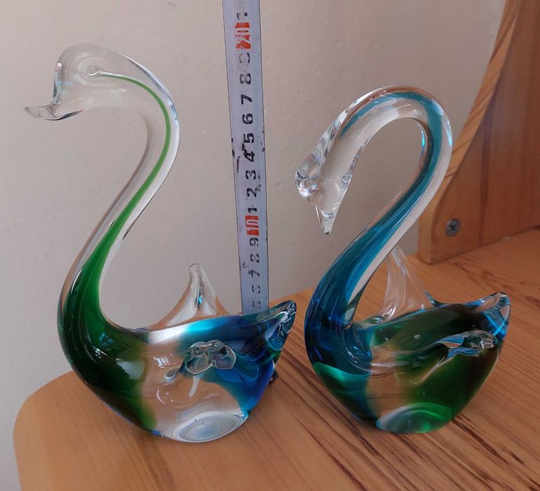 Лебеди стекло. Чехия. Сувениры фигурки статуэтки