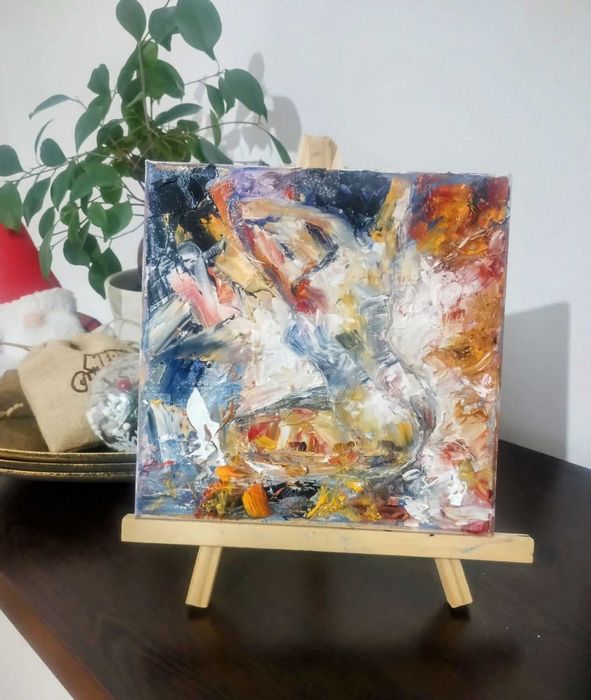 Абстрактни ръчно рисувани картини с маслени бои върху платно