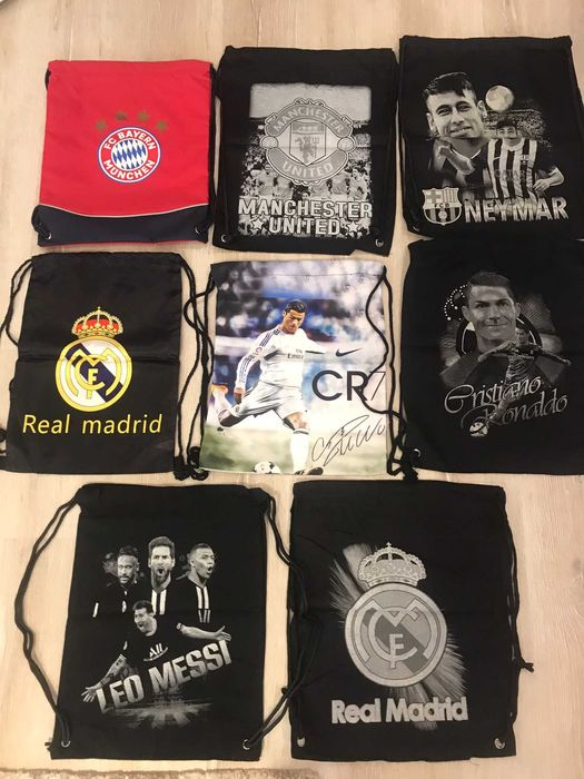 Футболни мешки на различни футболни отбори и футболисти
