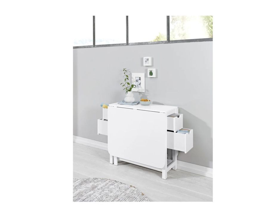 Masă pliabilă alba cu sertare