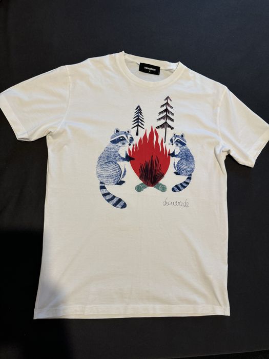 Tricou Dsquared2 alb imprimeu M L original