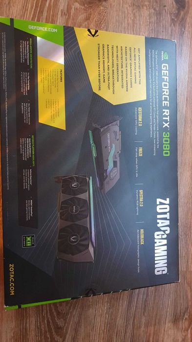 RTX 3080 ZOTAC AMP Holo 10GB GDDR6X – cu cutie, full RGB, perfectă!
