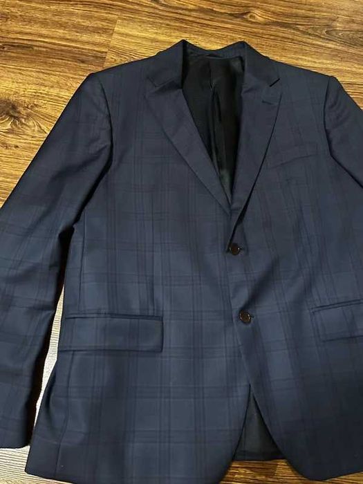 Sacou/Costum Bigotti bleumarin în carouri – mărime mare (aproape nou)