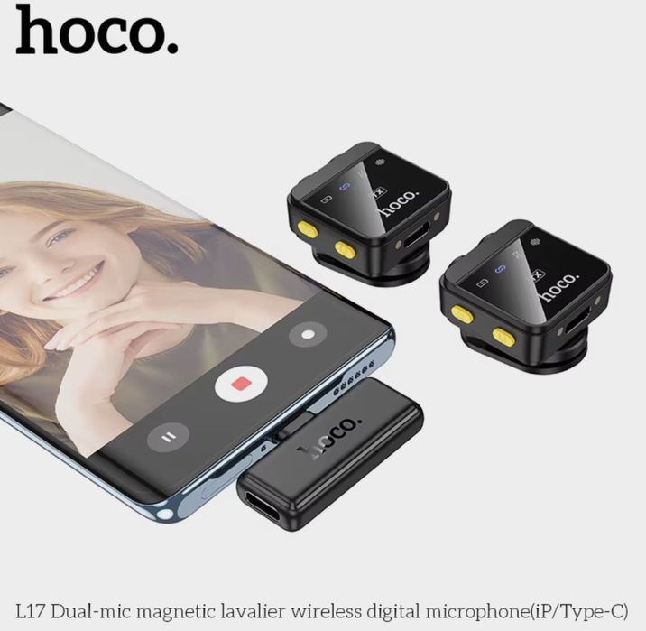 HOCO L17 Магнитный беспроводной петличный микрофон для iPhone Android