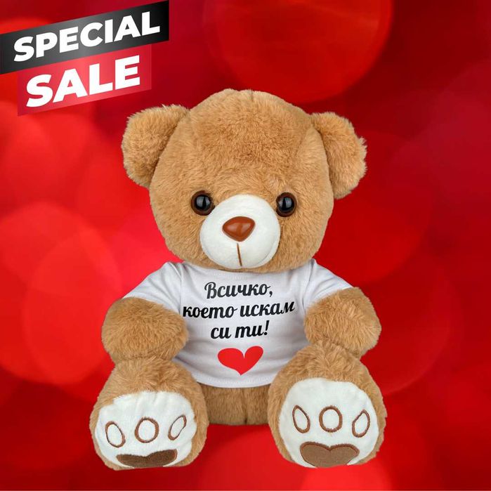 Плюшено мече с персонализирана тениска 35 см