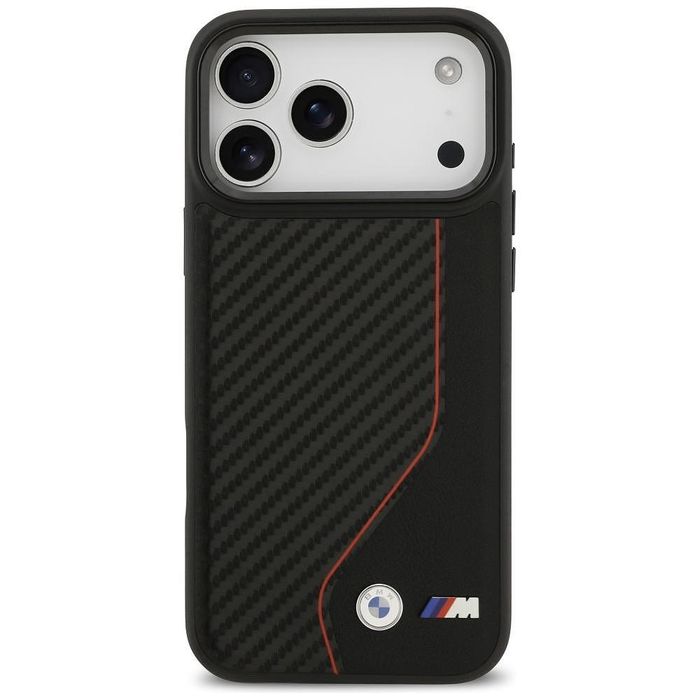 Case bmw m carbon line & logo magsafe for iphone 17 pro max red