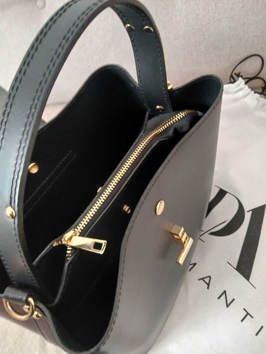 Geantă  din piele naturală  Diamanti Amelie neagră