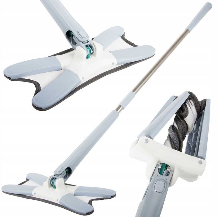 Микрофибърен моп Въртящ се на 360°, Перящ се, Регулируем до 140 см