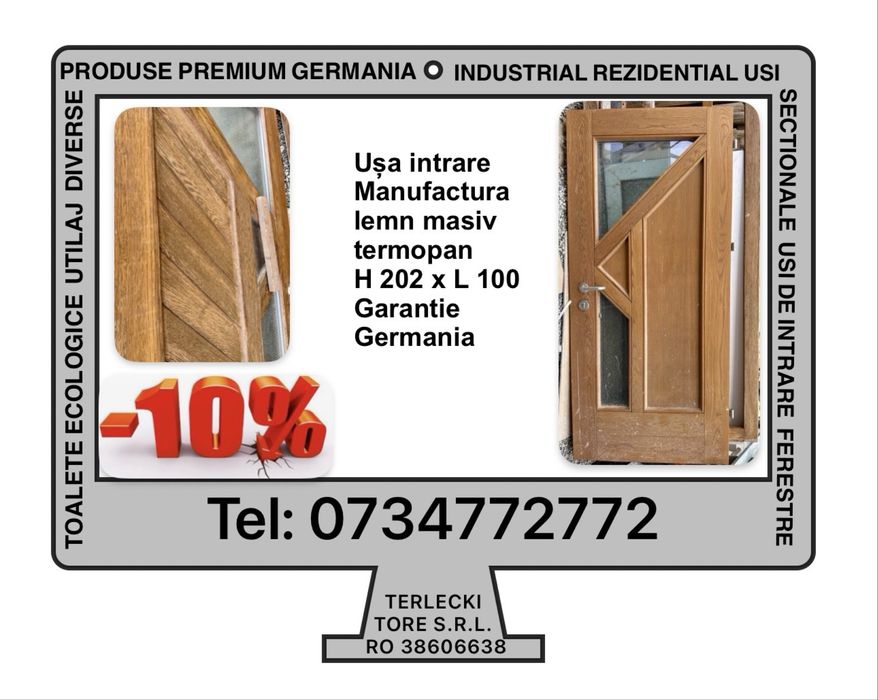 USA INTRARE CASA LEMN Germania termopan stejar H 200 x L 100 Garantie