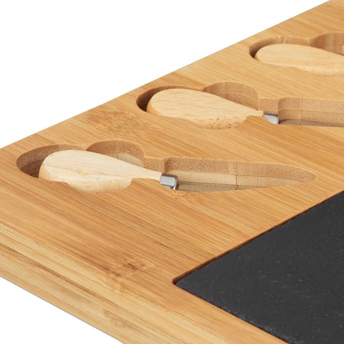 Set pentru servire aperitive si branzeturi bambus 3 tacamuri 40x30 cm