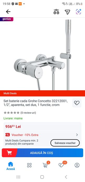 Vând set baterie cada GROHE Concetto