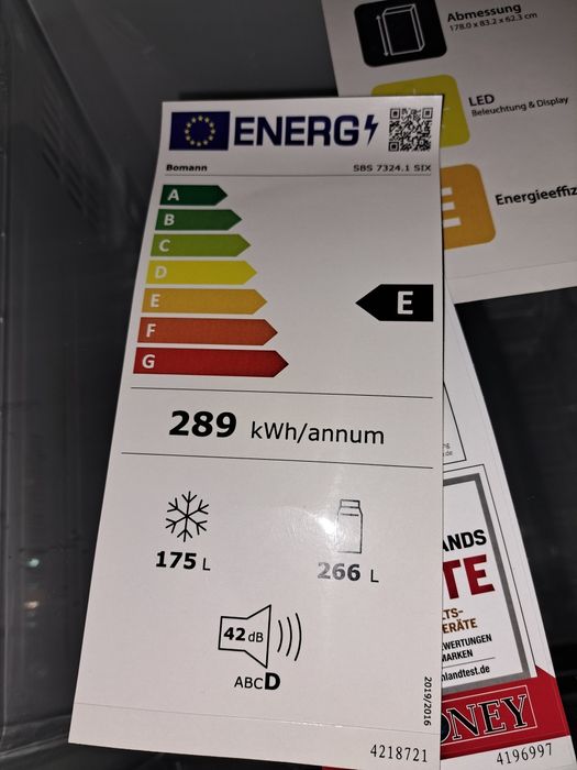 Нов side by side хладилник Bomann  SBS 7324.1 SIX