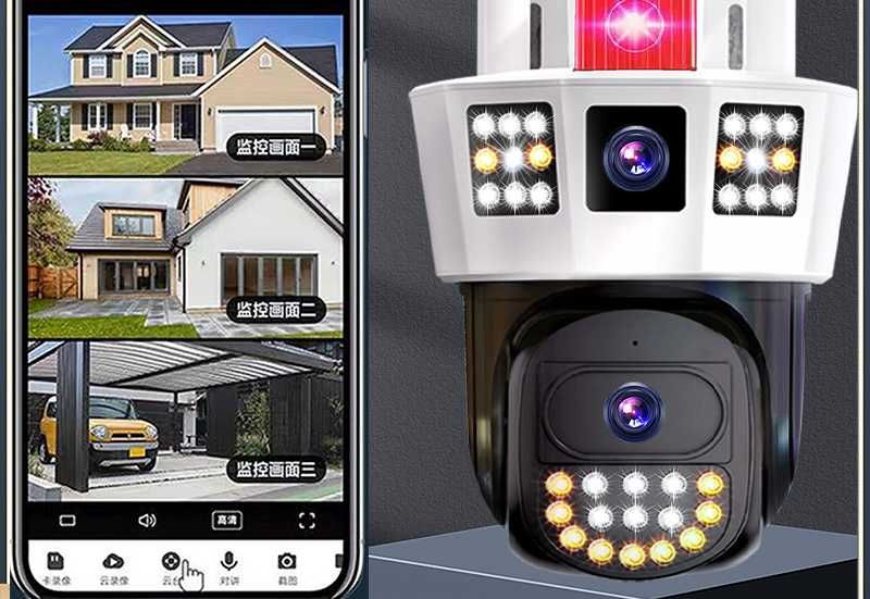 Тройна Wi-Fi камера за видео наблюдение 10 Mpx 360°  Панорамна камера