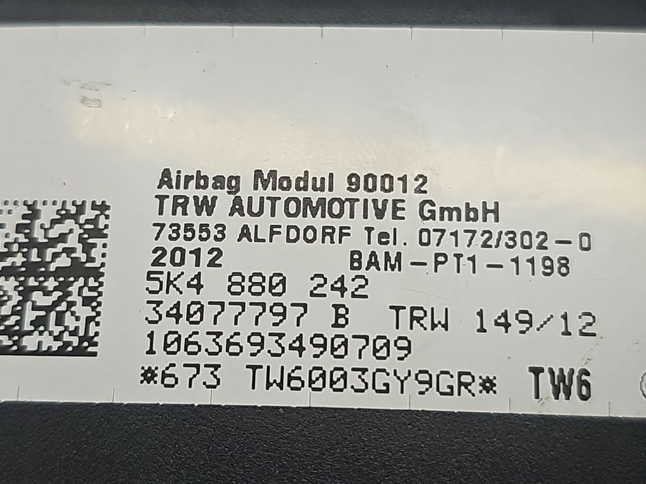 Airbag lateral dreapta Volkswagen Golf 6 (5K1) [Fabr 2009-2013] 5K4880
