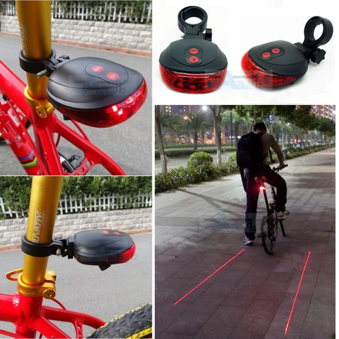 Far față 300 lumen + stop spate laser + mănuși bicicleta set - lumini