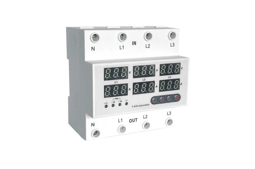 Реле защиты от перепадов напряжения 5–63A (3 фазы) РКН-3