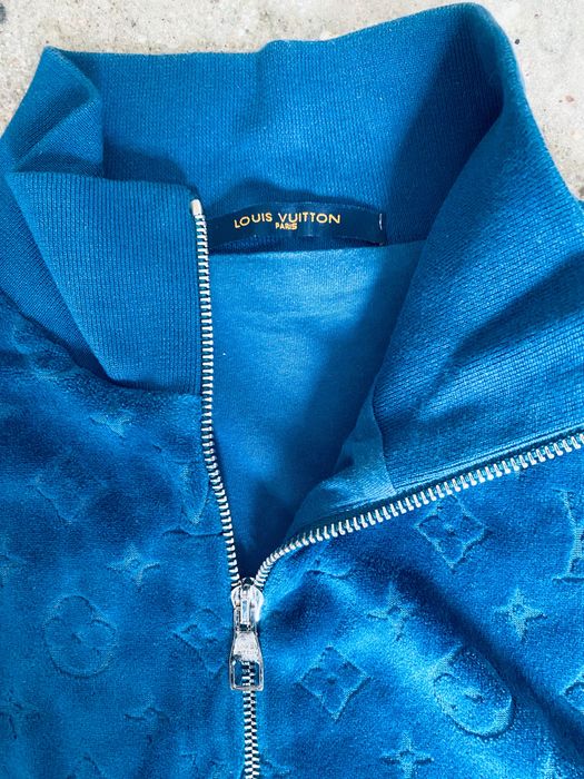 Louis Vuitton син кадифен суичър