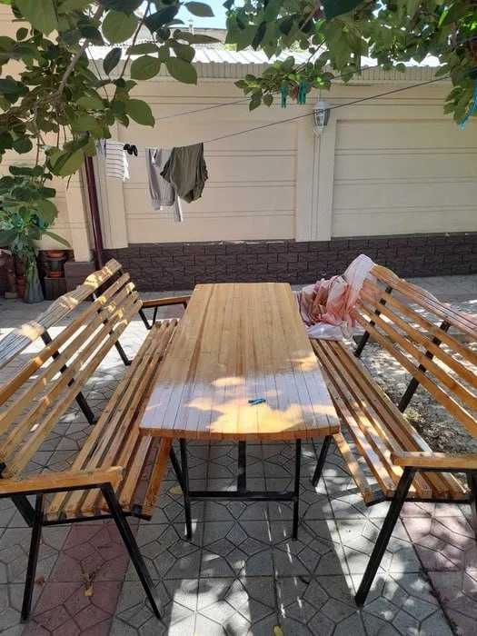 Стол скамейка садовая