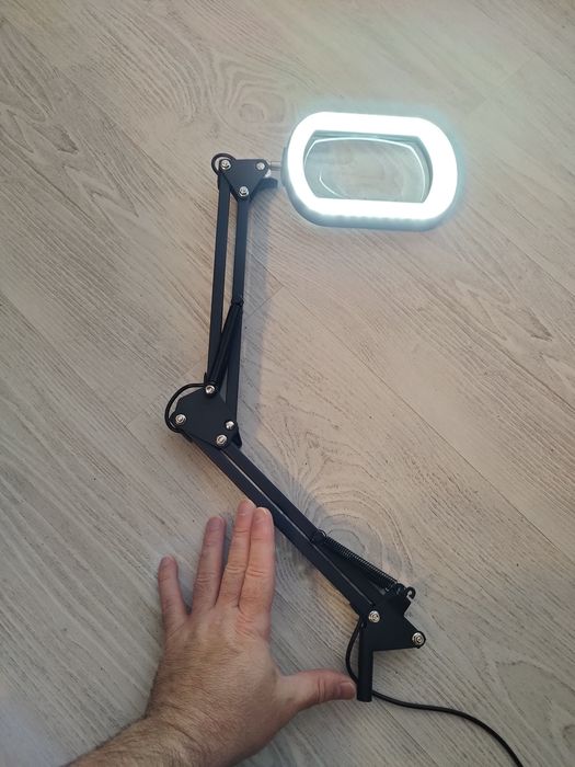 Lampă Cu Lupă 10X DrDefi ME602, Sticlă, Clemă Și Adaptor USB, Neagră