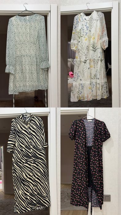 Платья и рубашки размером S.