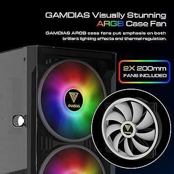 Carcasă PC de gaming GAMDIAS APOLLO E2 Elite, carcasă ATX, panou din sticlă securizată