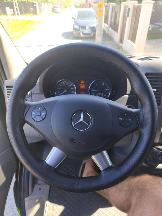 Husă piele cusuta pe volan auto, microbuz, camion