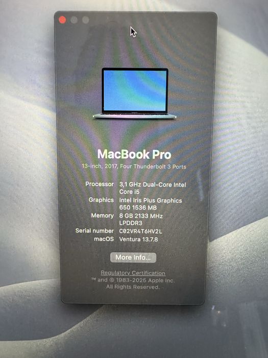НОВА БАТЕРИЯ Macbook Pro 2017 A1706 13 8/256