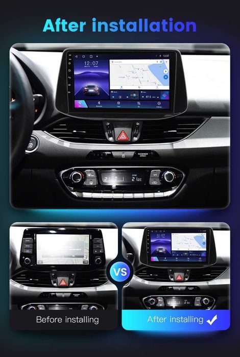 Navigatie Android 14 Hyundai i30 2017+ 1/8 Gb Waze CarPlay CAMERA