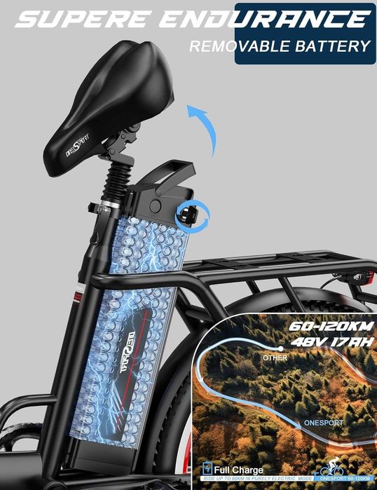 Сгъваемо електрическо колело OneSport OT16-2 750W 48V 17Ah