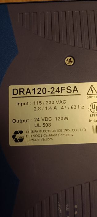 Sursă de alimentare șină DIN Chinfa DRA120 (24V, 5A, 120W) – Utilizată