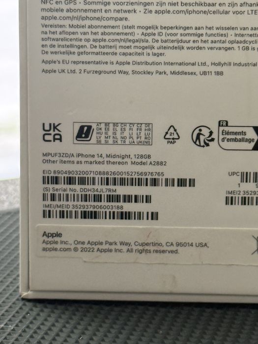 Apple iPhone 14,Midnight,128GB *КатоНов*1г Гаранция*