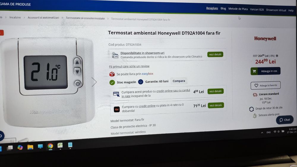 Termostat ambiental fara fir DT92A