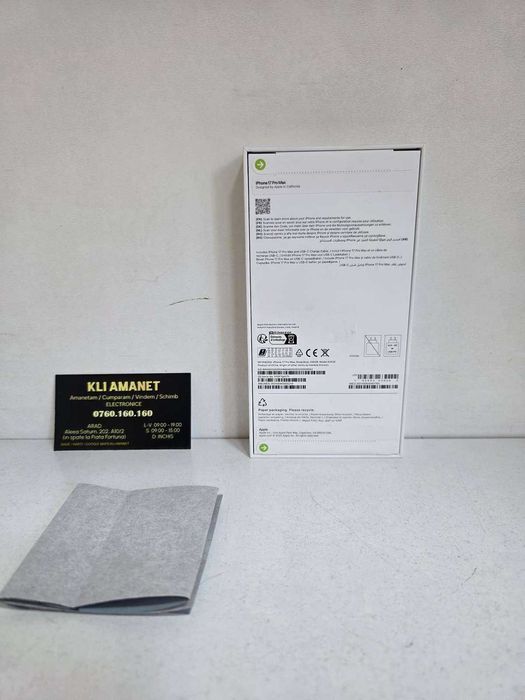 iPhone 17 Pro Max, Sigilat, Gar. 1 an - KLI Amanet