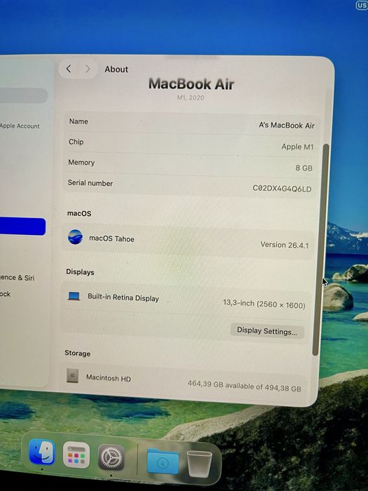 Лаптоп Apple MacBook Air Gold M1 2020 13.3” 8GB RAM 512GB SSD