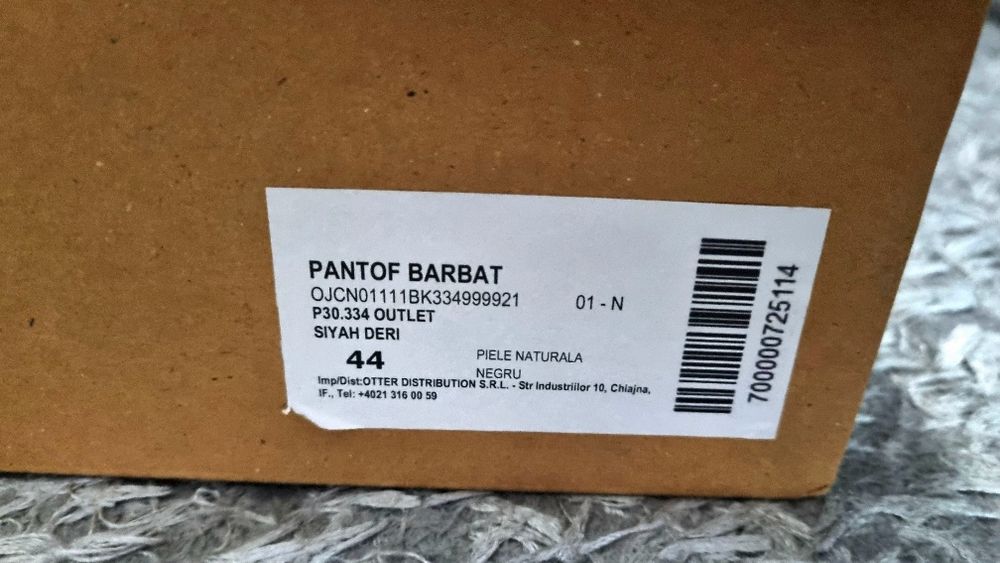 Pantofi OTTER bărbați din piele naturală, mărimea 44, negri, ca noi