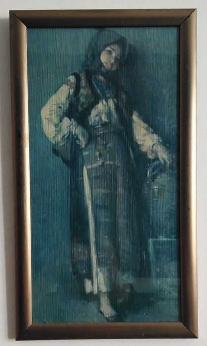 Tablou,Fata cu ulciorul, Grigorescu. Reproducere Fondul plastic, 1975