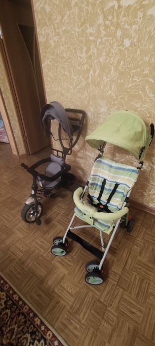 Велосипед, коляска, детский стул.