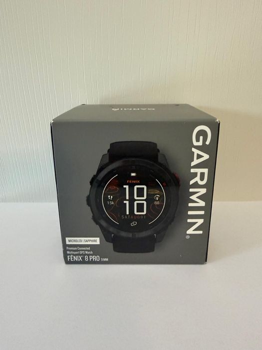 Garmin fenix 8 Pro – 51 mm, MicroLED | Sapphire, Titan DLC gri carbon cu curea din silicon neagră/Pebble Grey, produs NOU