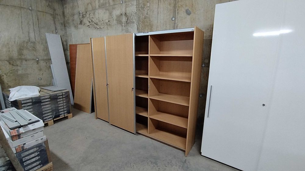 Трикрил гардероб с плъзгащи врати 240/46/200 см офис шкаф за документи