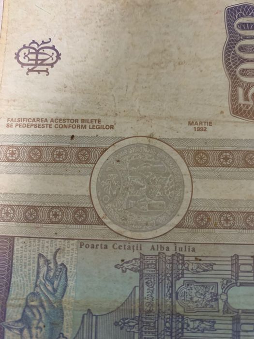 bacnota 5000 lei Avram Iancu martie 1992