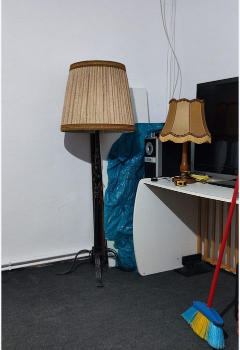 Lampa Lustra lampadar mare fier forjat vechi rustic 3 becuri abajur