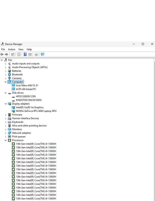 Laptop Acer Nitro ANV15-51 i9-13900H RTX 4060 8GB 32GBRAM 165HzFull HD